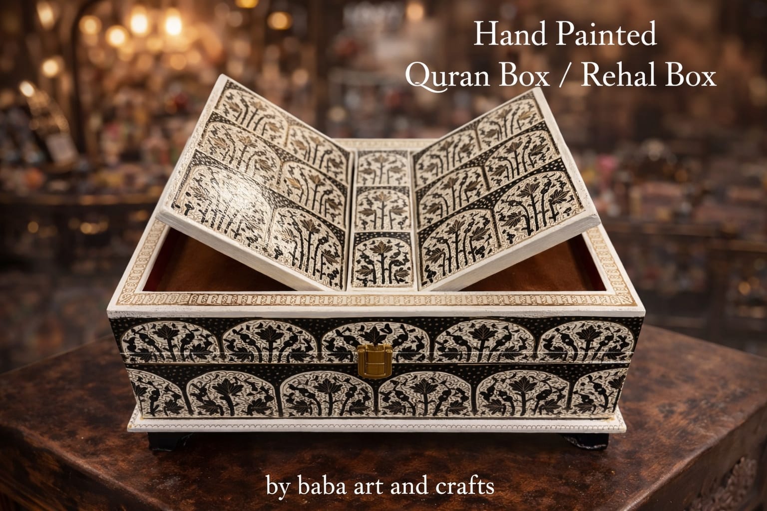 Handmade Quran Box , Hand painted Rehal ,Paper mache quran box , handmade paper mache box 
